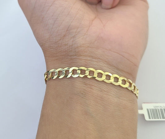 14K Real Yellow Gold Miami Cuban Curb Bracelet 6 mm Link 8" inch 14K - Reva Jeweler