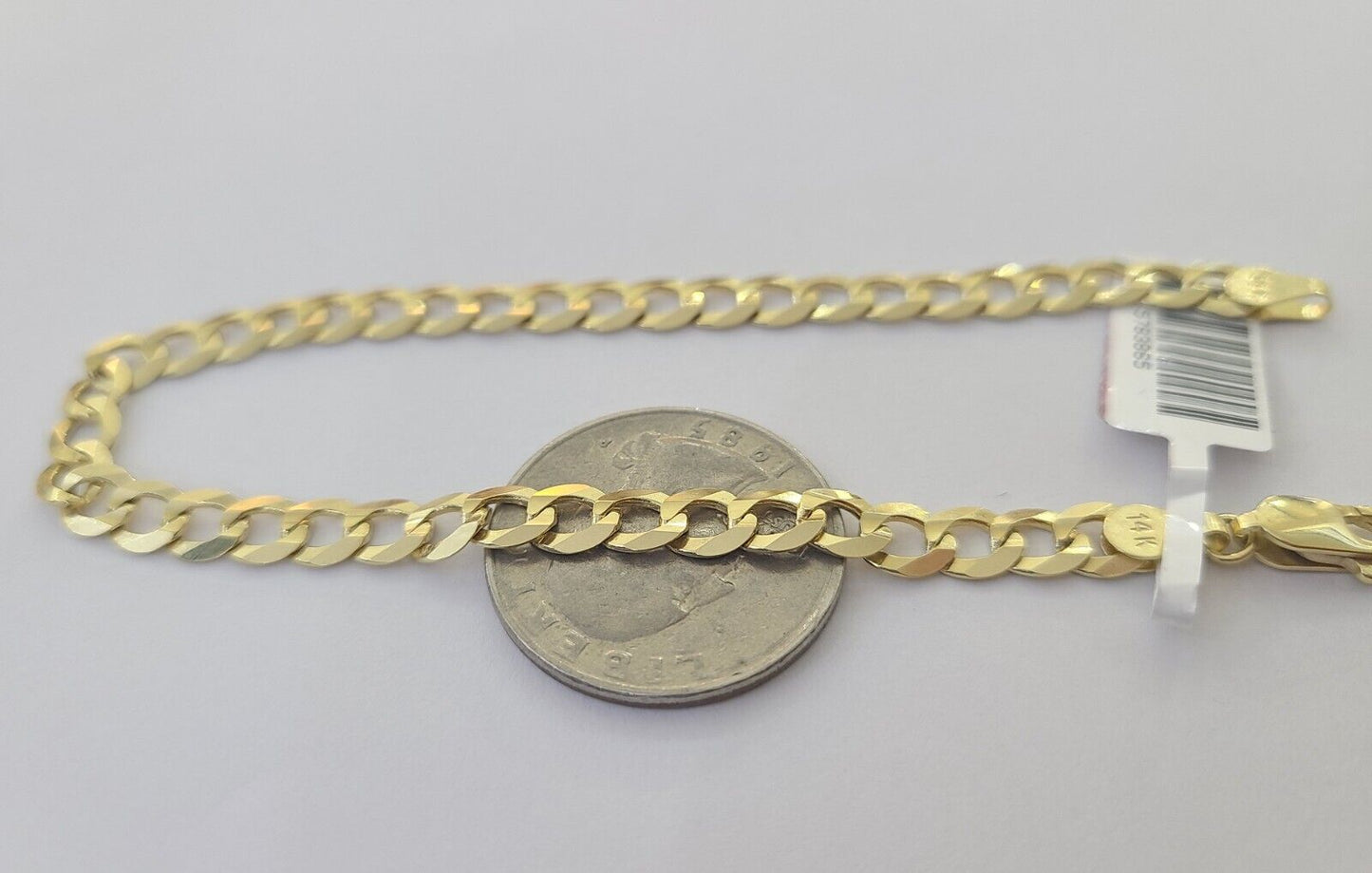 14K Real Yellow Gold Miami Cuban Curb Bracelet 6 mm Link 8" inch 14K - Reva Jeweler