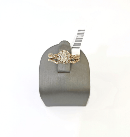 14k Rose Gold Diamond Bridal Ring Band Set Ladies Wedding Real Engagement - Reva Jeweler