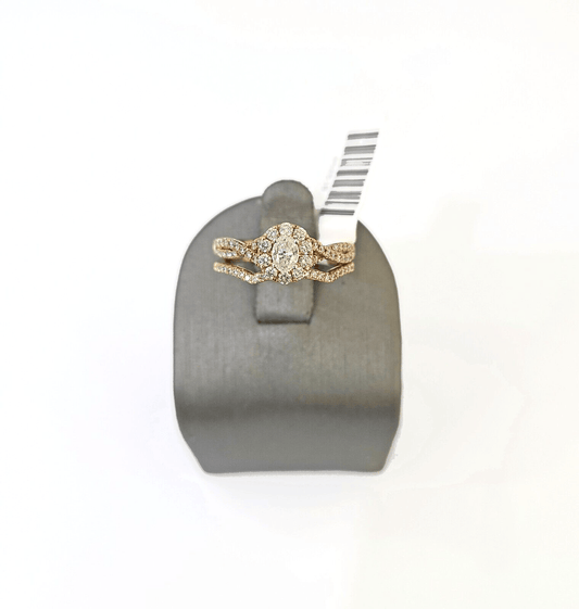 14k Rose Gold Diamond Bridal Ring Band Set Ladies Wedding Real Engagement - Reva Jeweler