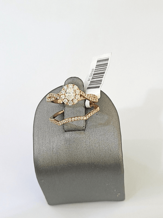 14k Rose Gold Diamond Bridal Ring Band Set Ladies Wedding Real Engagement - Reva Jeweler