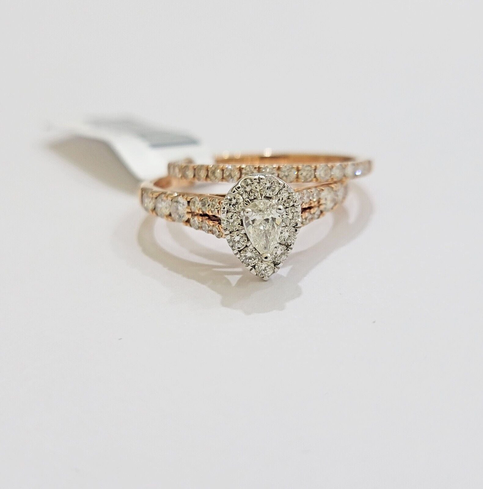 14k Rose Gold Diamond Ring & Band Set Ladies 1CT Wedding Engagement Solid REAL - Reva Jeweler