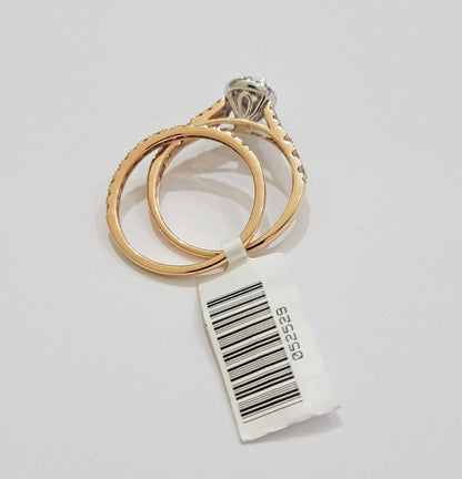 14k Rose Gold Diamond Ring & Band Set Ladies 1CT Wedding Engagement Solid REAL - Reva Jeweler