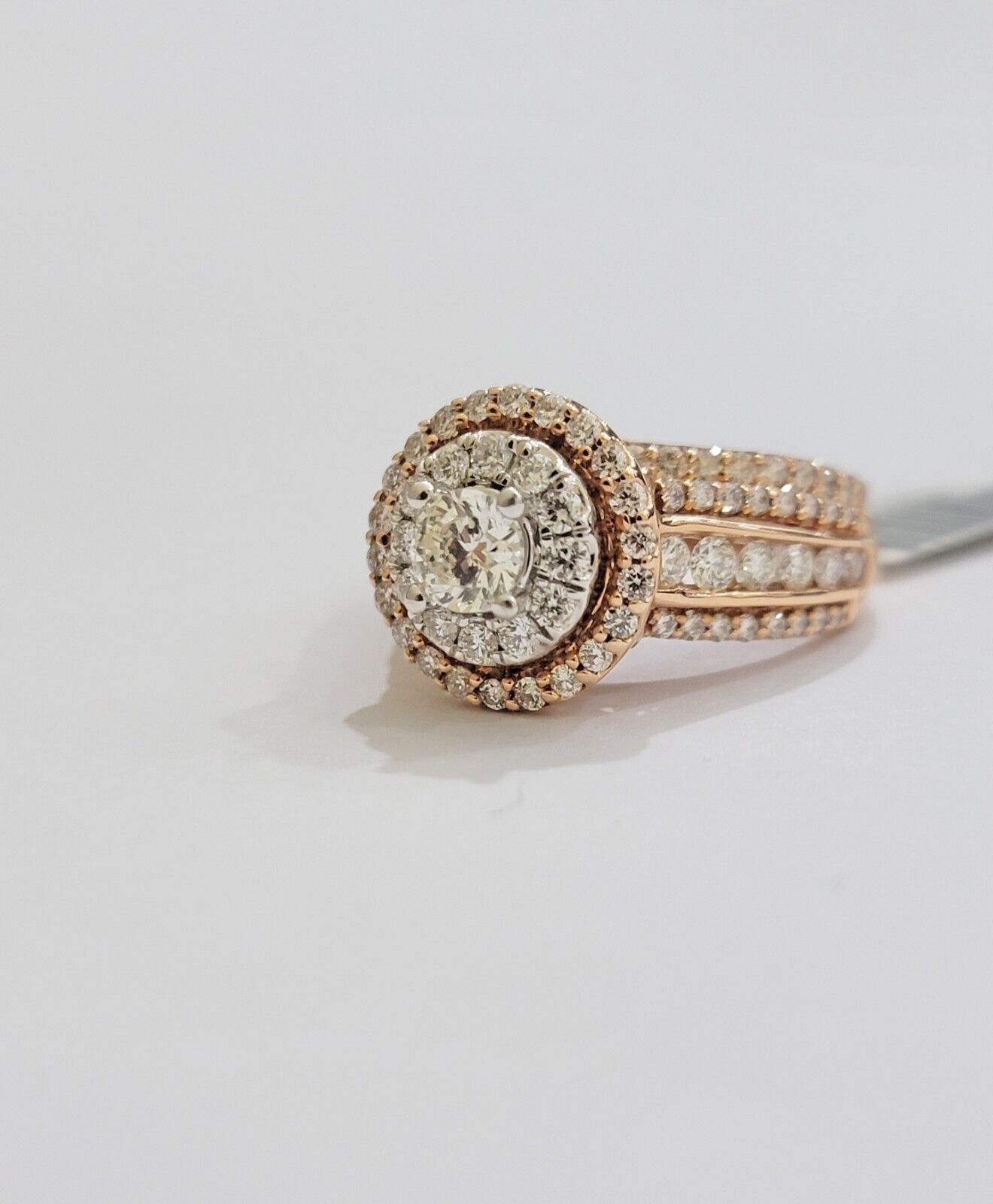14k Rose Gold Diamond Ring & Band Set Ladies 2CTW Wedding Engagement Solid REAL - Reva Jeweler