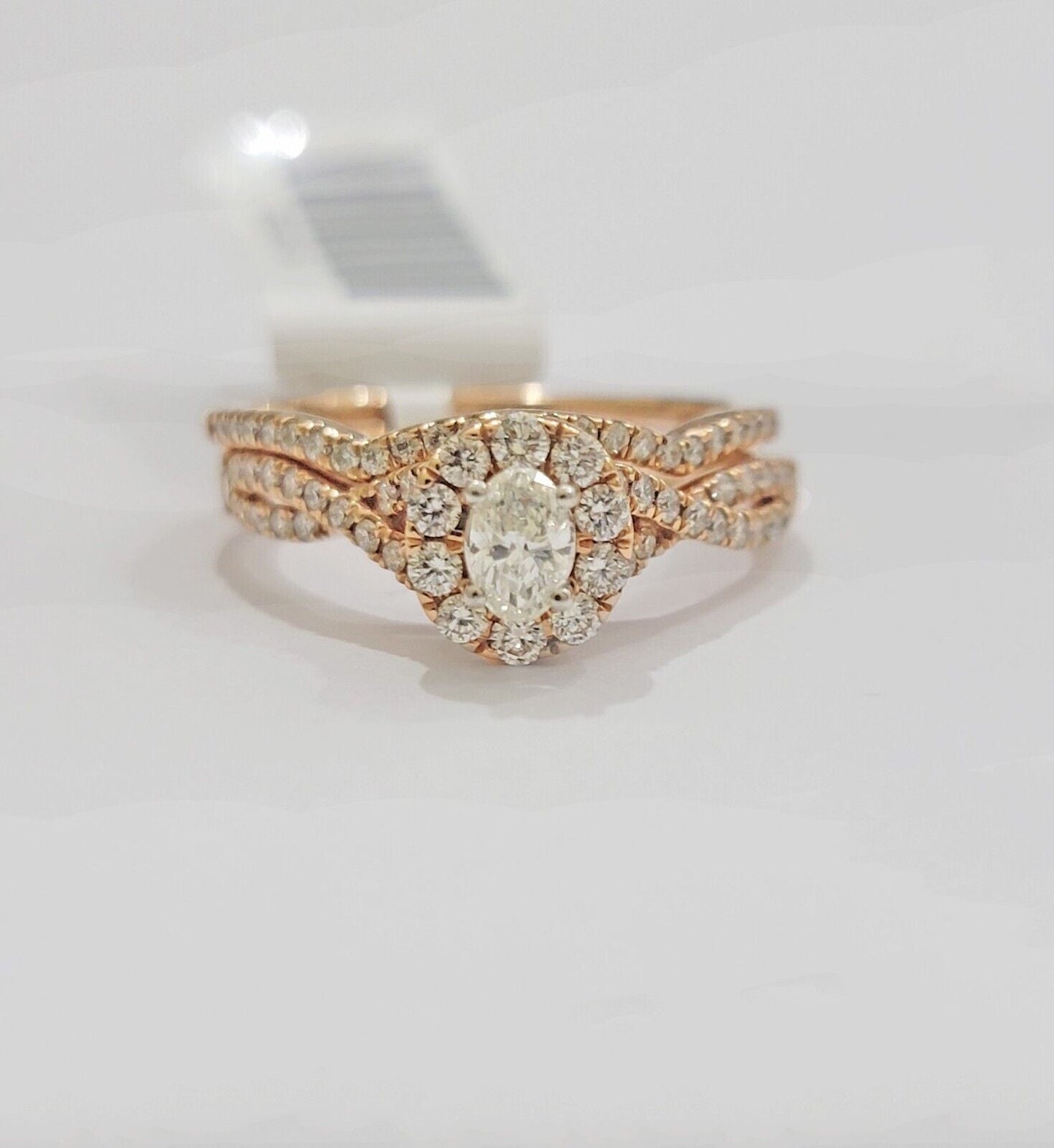 14k Rose Gold Diamond Ring Band Set Ladies Wedding Engagement Solid REAL - Reva Jeweler