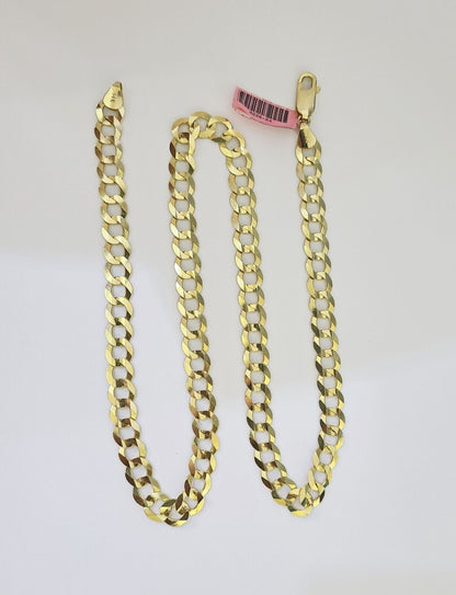 14k Solid Cuban Curb Link Chain 8mm 22 inch Yellow Gold Real Necklace