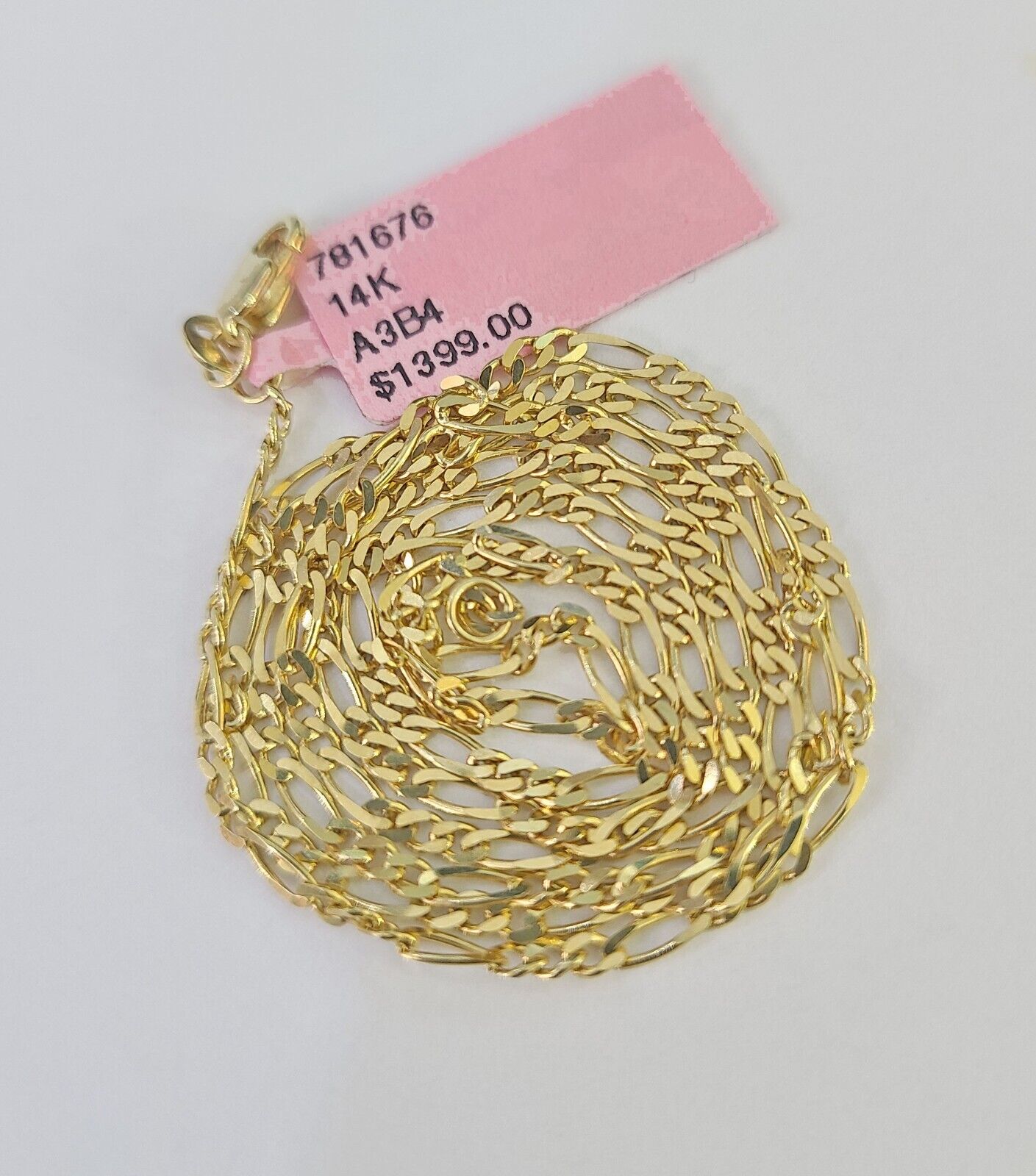 14k Solid Figaro Chain Necklace Yellow Gold 1mm Female 20" Real