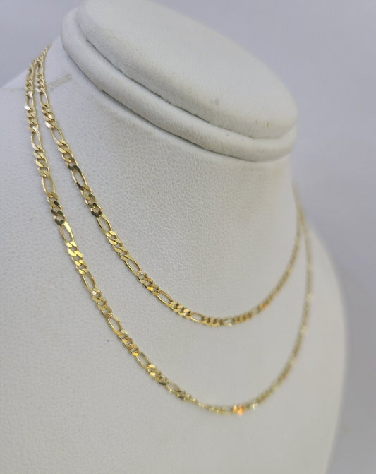 14k Solid Figaro Chain Necklace Yellow Gold 1mm Female 20" Real