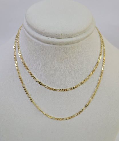14k Solid Figaro Chain Necklace Yellow Gold 1mm Female 20" Real