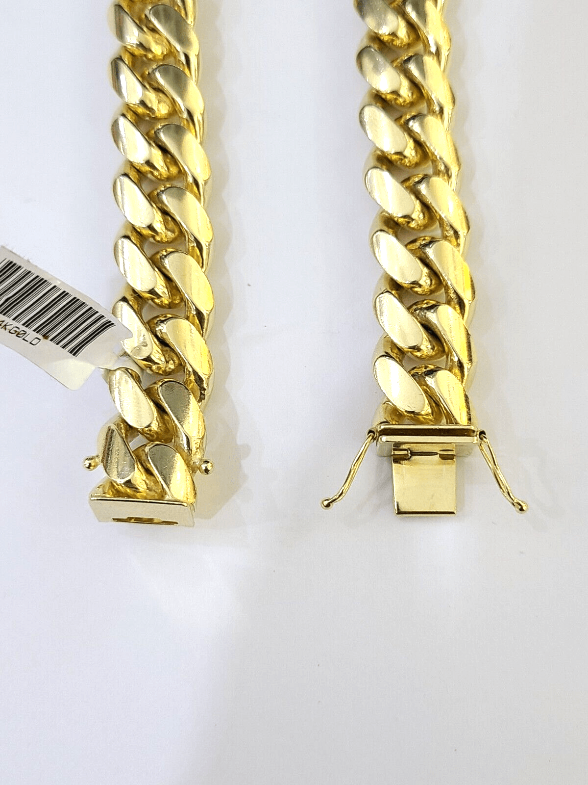 14K Solid Gold Miami Cuban Bracelet 9.5" Inch 13mm 14K Box Clasp Link - Reva Jeweler
