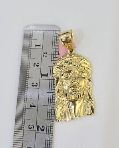 14k Solid Rope Chain Jesus Head Charm Set 4mm 18"-28" Inch Necklace Yellow Gold