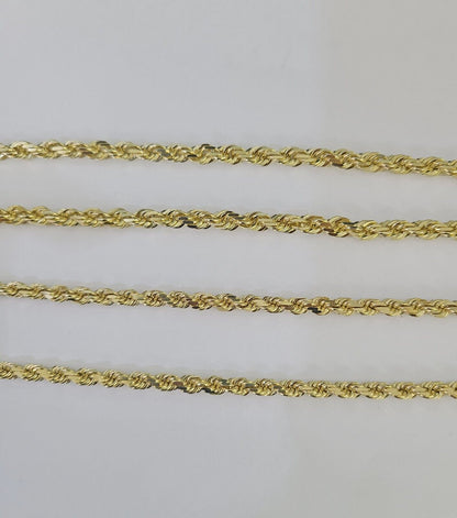 14k Solid Rope Chain Yellow Gold Necklace 4mm 5mm 18-26 Inches Real Men Women