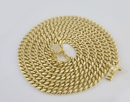 14K Solid Yellow Gold 4mm Miami Cuban Link Chain Necklace 26" Inch 14Kt