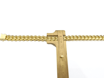 14k Solid Yellow Gold Miami Cuban Bracelet 10mm 9'' inch Real 14kt Unisex - Reva Jeweler
