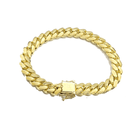 14k Solid Yellow Gold Miami Cuban Bracelet 10mm 9'' inch Real 14kt Unisex - Reva Jeweler
