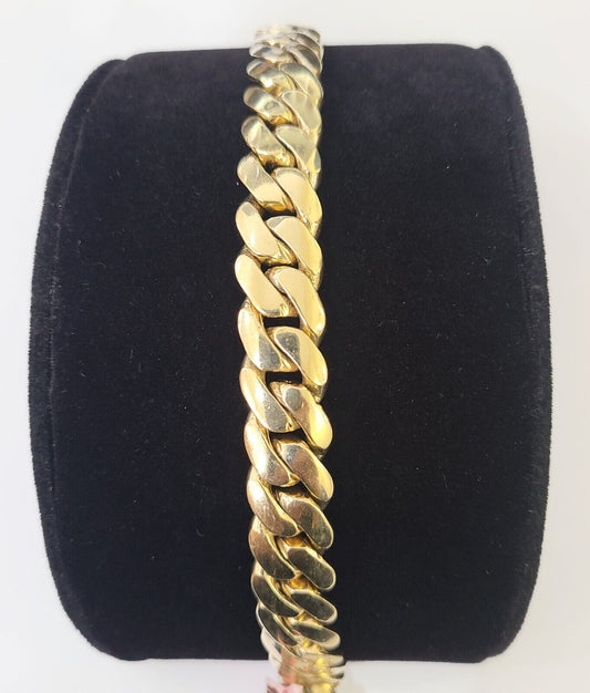14K Solid Yellow Gold Miami Cuban Bracelet Box Clasp 7.5" Inch 12mm Link - Reva Jeweler