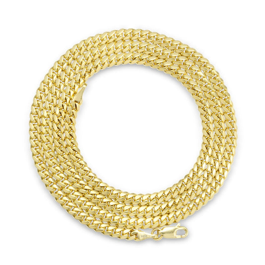 14k Solid Yellow Gold Miami Cuban Link Chain 5mm 24" Necklace 14kt Lobster Lock - Reva Jeweler