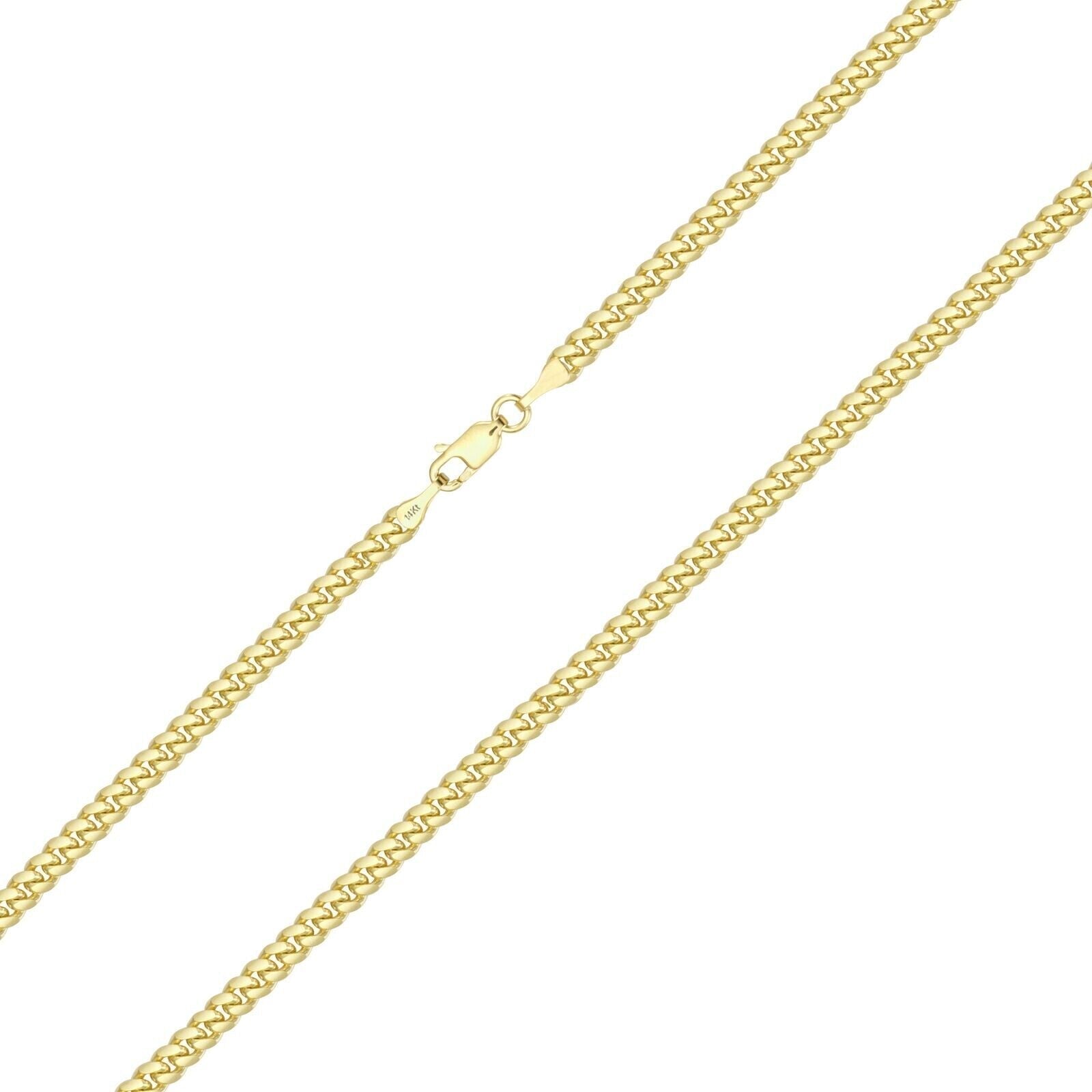 14k Solid Yellow Gold Miami Cuban Link Chain 5mm 26" Necklace 14kt Lobster Lock - GoldenlinQ