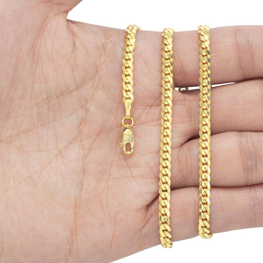 14k Solid Yellow Gold Miami Cuban Link Chain 5mm 30" Necklace 14kt Lobster Lock - GoldenlinQ