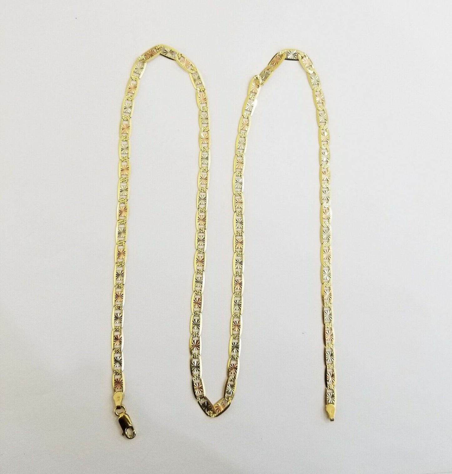 14k valentino Trio Gold Women's Link chain 26" necklace 5mm with Diamond Cut