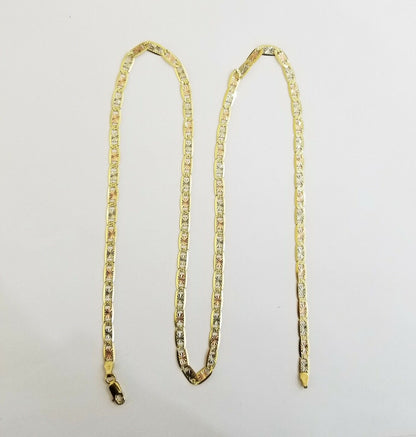 14k valentino Trio Gold Women's Link chain 26" necklace 5mm with Diamond Cut