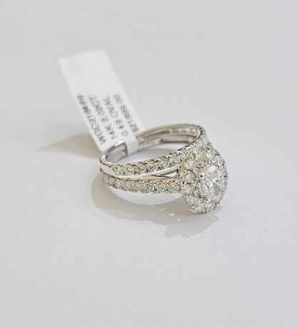 14k White Gold Diamond Ring & Band Ladies 2CT Oval Solitaire Wedding Engagement - Reva Jeweler