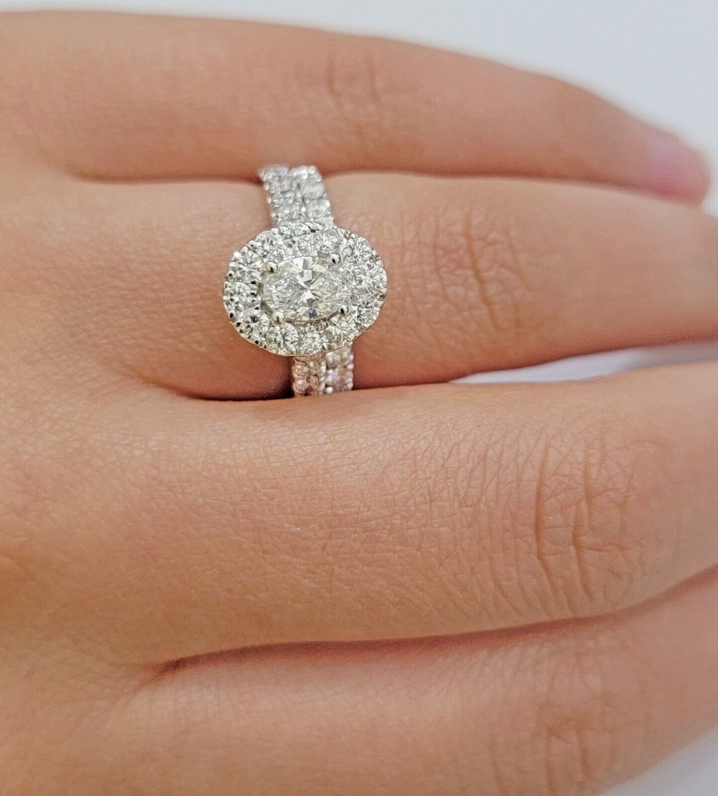 14k White Gold Diamond Ring & Band Ladies 2CT Oval Solitaire Wedding Engagement - Reva Jeweler