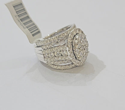 14k White Gold Diamond Ring & Band Ladies 4CTW Wedding Engagement Solid REAL - Reva Jeweler