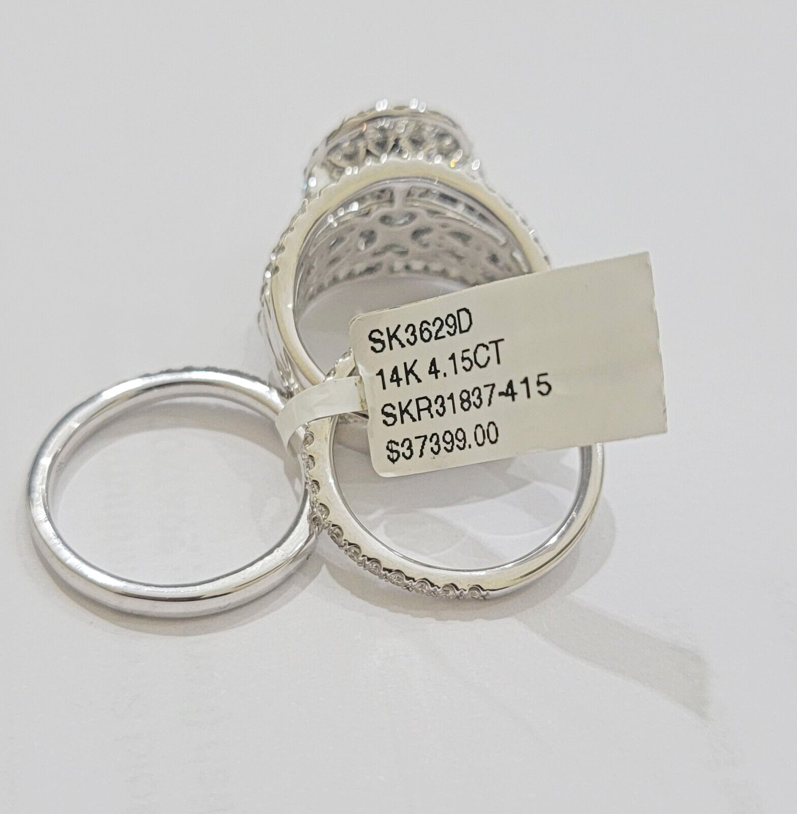 14k White Gold Diamond Ring & Band Ladies 4CTW Wedding Engagement Solid REAL - Reva Jeweler