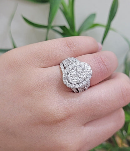 14k White Gold Diamond Ring & Band Ladies 4CTW Wedding Engagement Solid REAL - Reva Jeweler