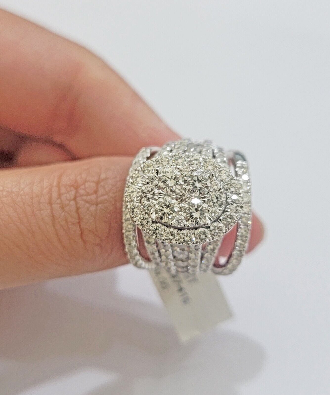 14k White Gold Diamond Ring & Band Ladies 4CTW Wedding Engagement Solid REAL - Reva Jeweler