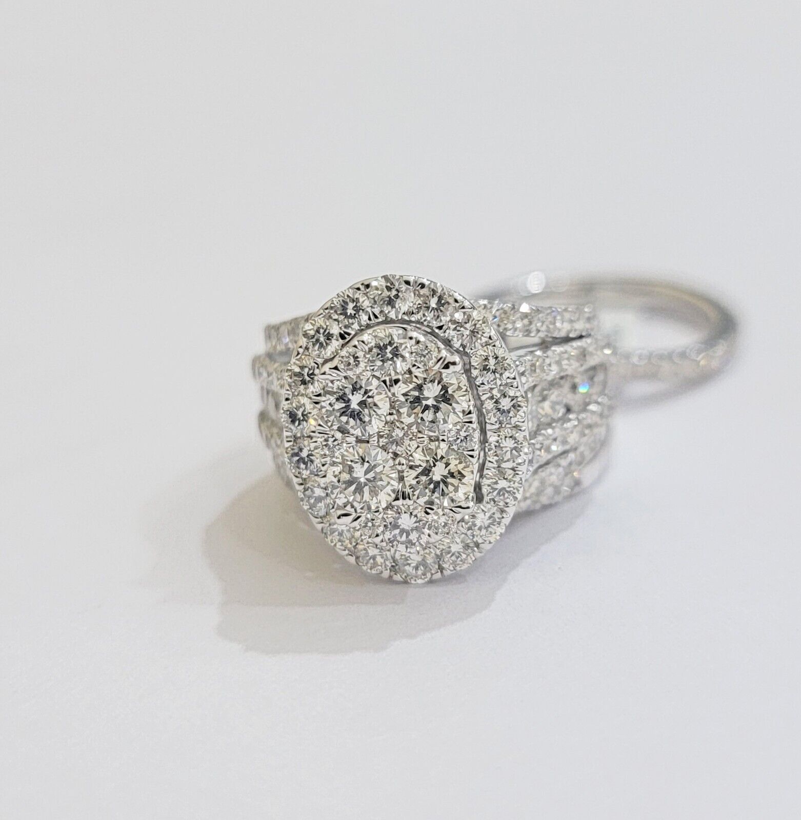 14k White Gold Diamond Ring & Band Ladies 4CTW Wedding Engagement Solid REAL - Reva Jeweler