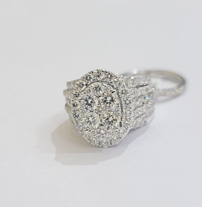 14k White Gold Diamond Ring & Band Ladies 4CTW Wedding Engagement Solid REAL - Reva Jeweler