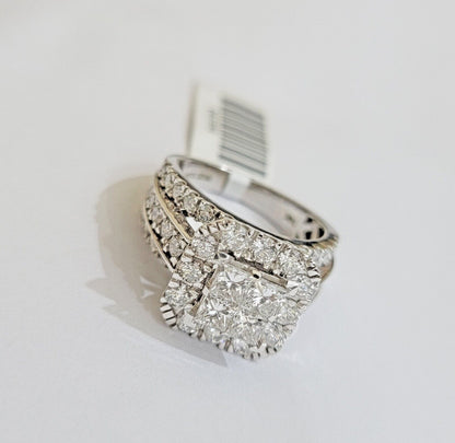 14k White Gold Diamond Ring Ladies 3CT Wedding Engagement Women Solid Band REAL - Reva Jeweler