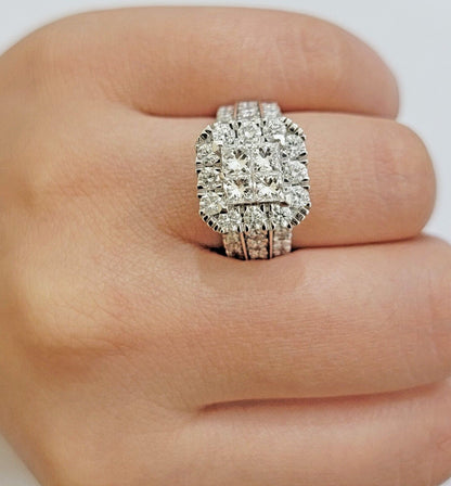 14k White Gold Diamond Ring Ladies 3CT Wedding Engagement Women Solid Band REAL - Reva Jeweler