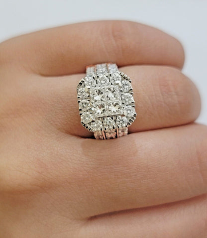 14k White Gold Diamond Ring Ladies 3CT Wedding Engagement Women Solid Band REAL - Reva Jeweler