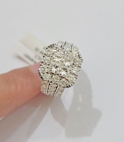 14k White Gold Diamond Ring Ladies 3CT Wedding Engagement Women Solid Band REAL - Reva Jeweler