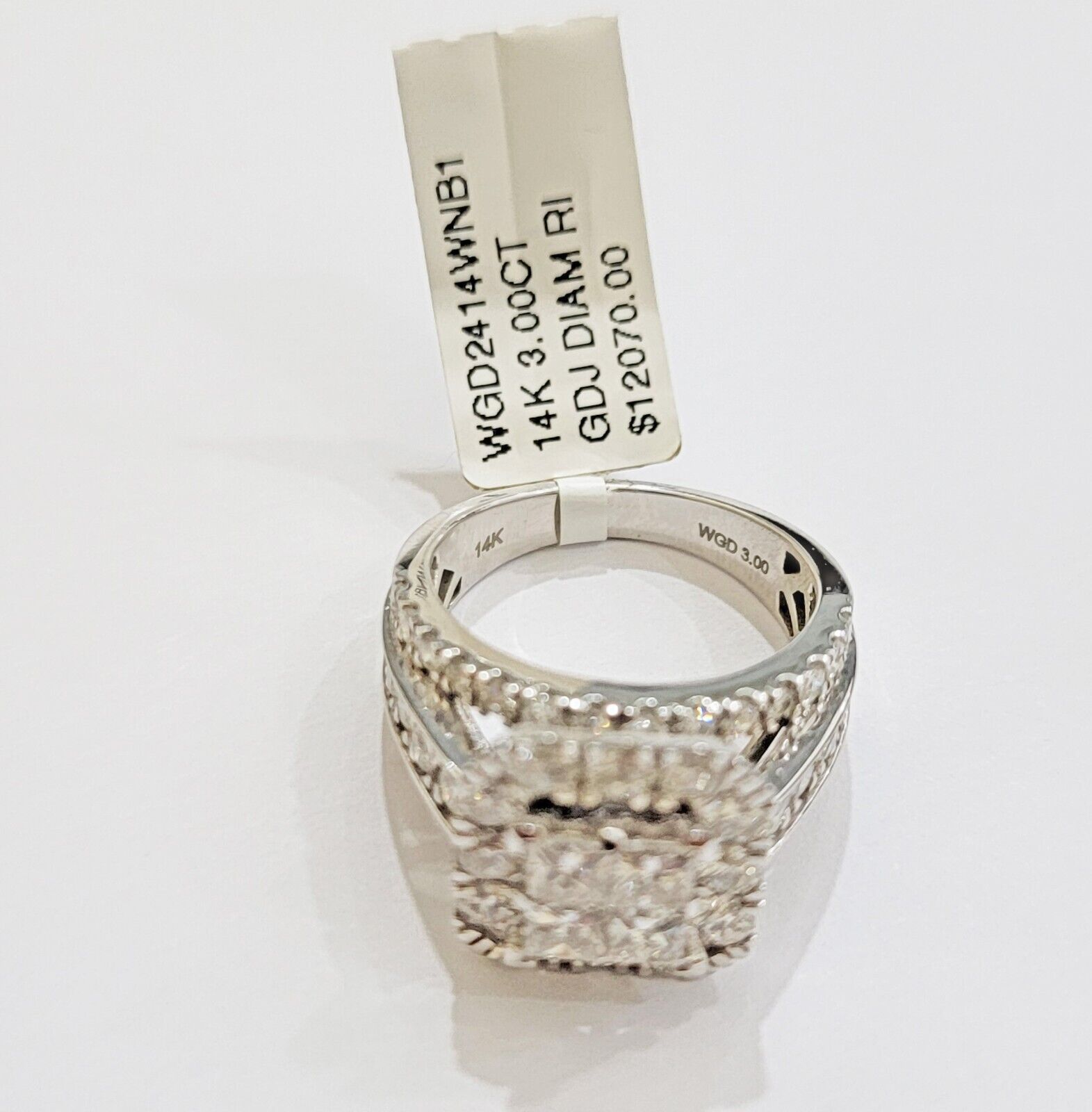 14k White Gold Diamond Ring Ladies 3CT Wedding Engagement Women Solid Band REAL - Reva Jeweler