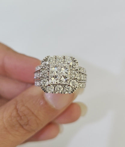 14k White Gold Diamond Ring Ladies Size 7 Engagement Weding Real Genuine - Reva Jeweler