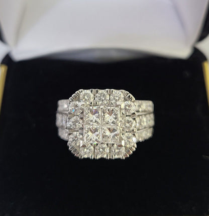 14k White Gold Diamond Ring Ladies Size 7 Engagement Weding Real Genuine - Reva Jeweler