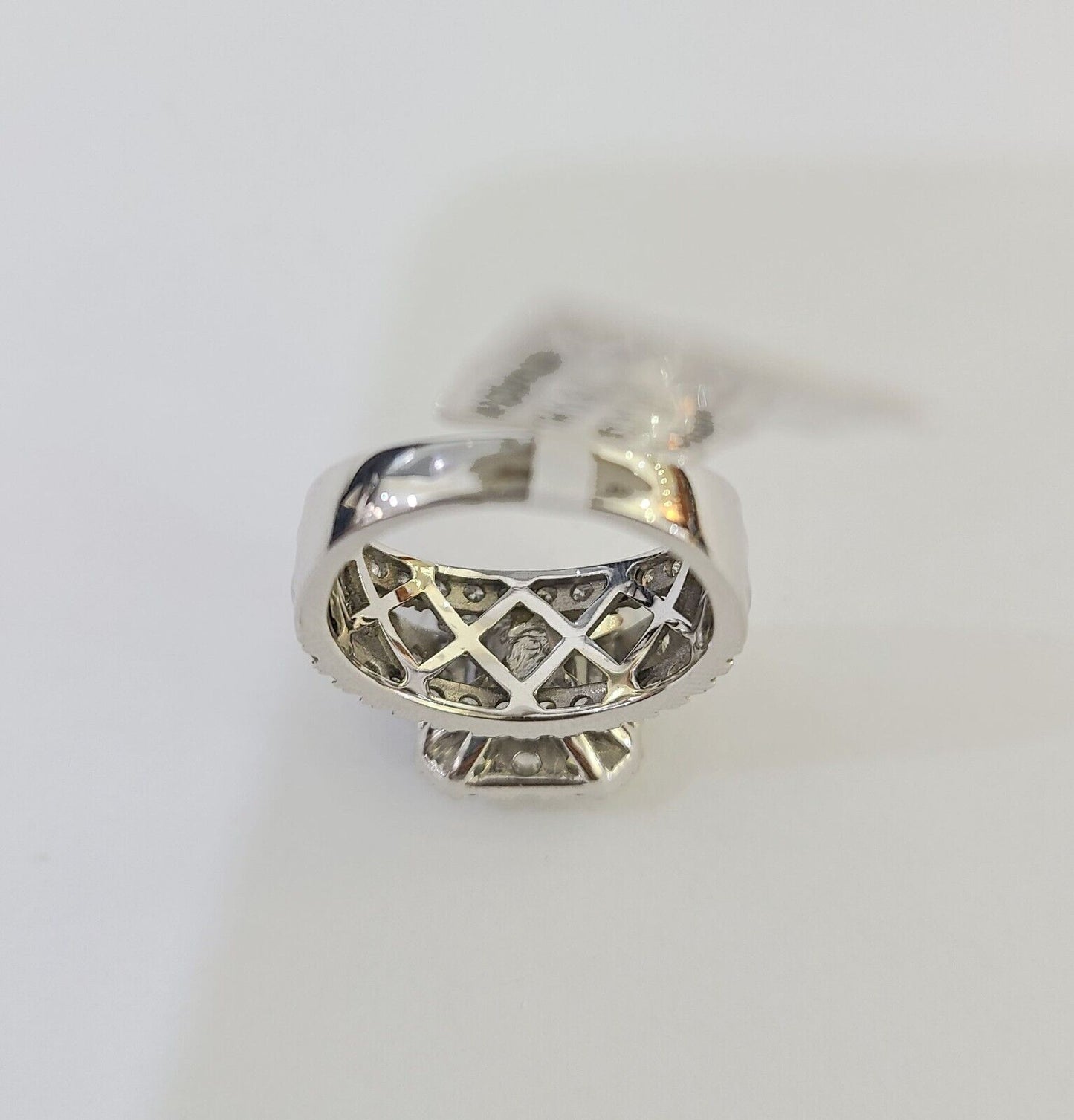 14k White Gold Diamond Ring Ladies Size 7 Engagement Weding Real Genuine - Reva Jeweler