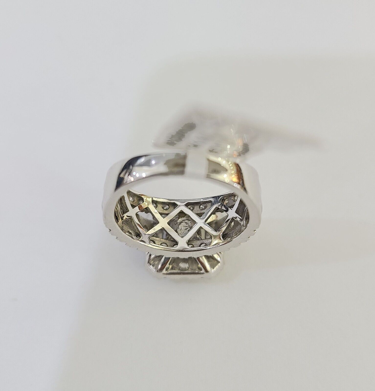 14k White Gold Diamond Ring Ladies Size 7 Engagement Weding Real Genuine - Reva Jeweler