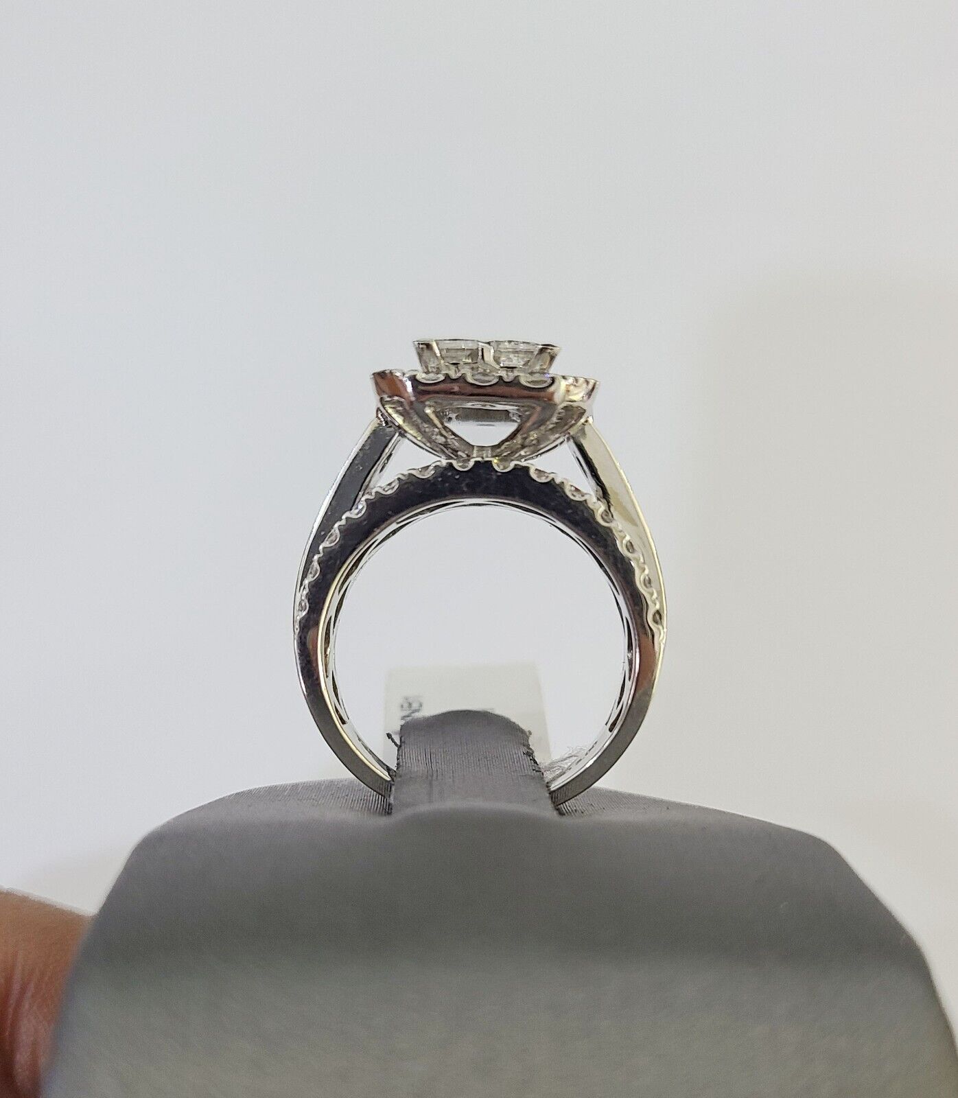 14k White Gold Diamond Ring Ladies Size 7 Engagement Weding Real Genuine - Reva Jeweler
