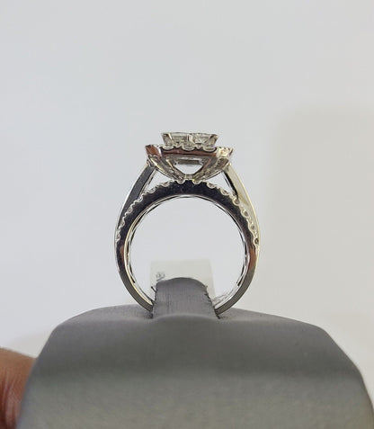 14k White Gold Diamond Ring Ladies Size 7 Engagement Weding Real Genuine - Reva Jeweler