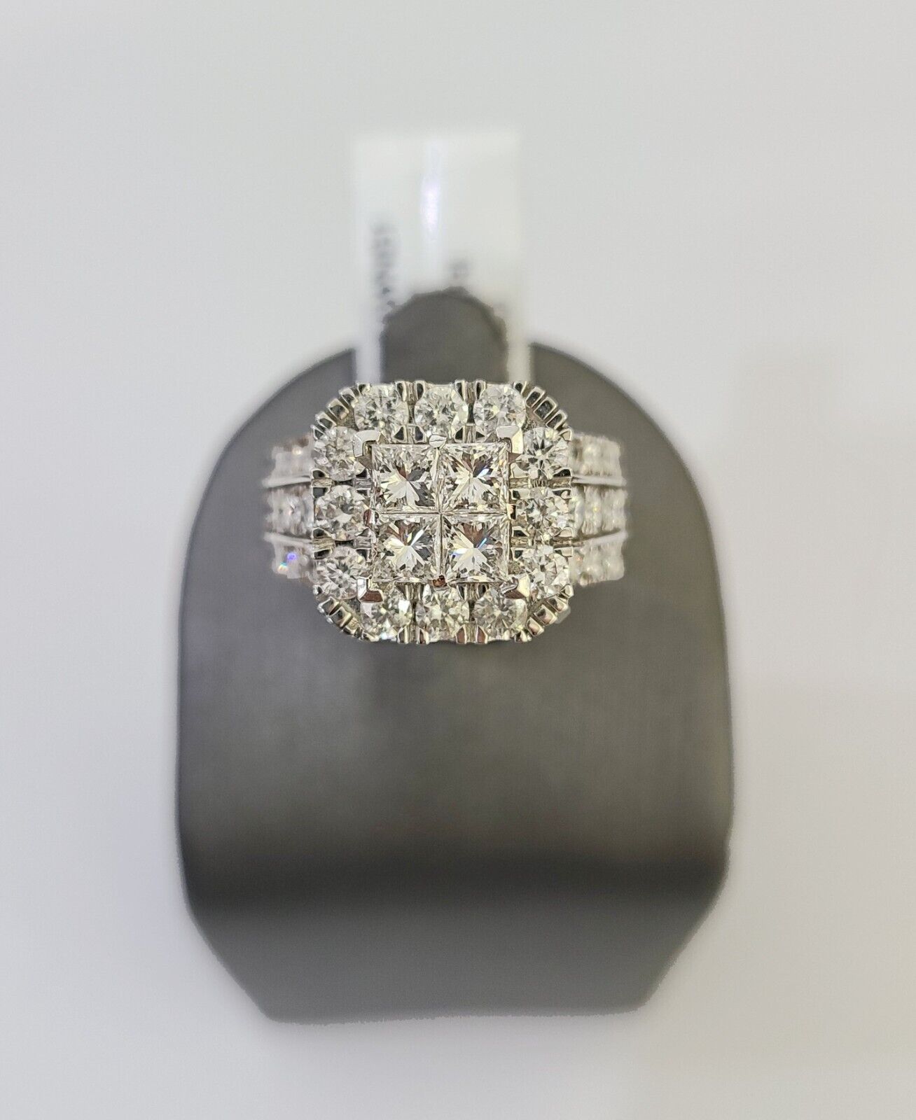 14k White Gold Diamond Ring Ladies Size 7 Engagement Weding Real Genuine - Reva Jeweler