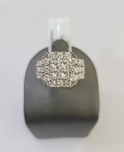 14k White Gold Diamond Ring Ladies Size 7 Engagement Weding Real Genuine - Reva Jeweler