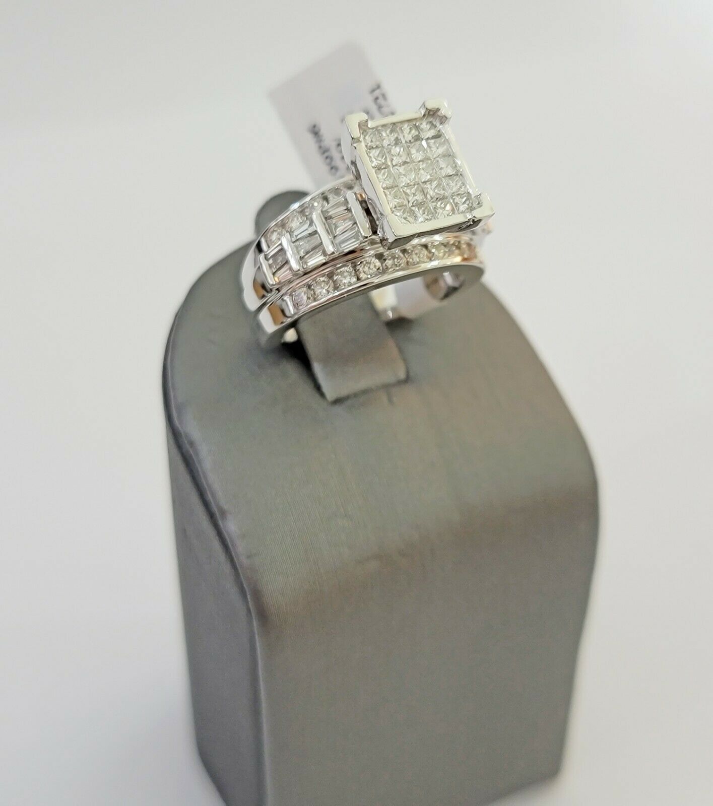14k white Gold Ladies Ring 2 CT Diamond Princess Cut, Baguette, Round, REAL 14kt - Reva Jeweler