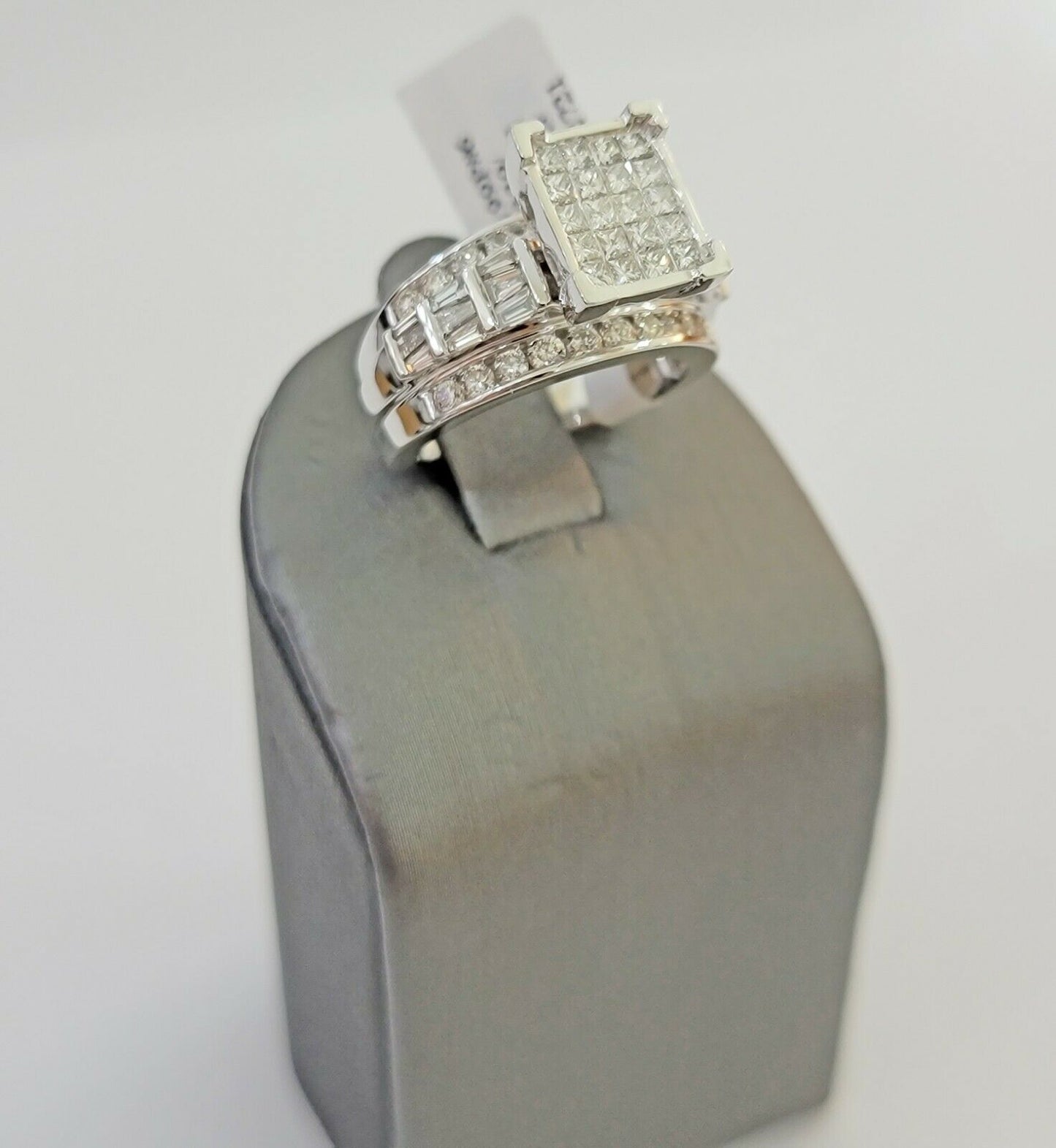 14k white Gold Ladies Ring 2 CT Diamond Princess Cut, Baguette, Round, REAL 14kt - Reva Jeweler