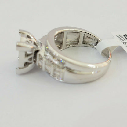 14k white Gold Ladies Ring 2 CT Diamond Princess Cut, Baguette, Round, REAL 14kt - Reva Jeweler