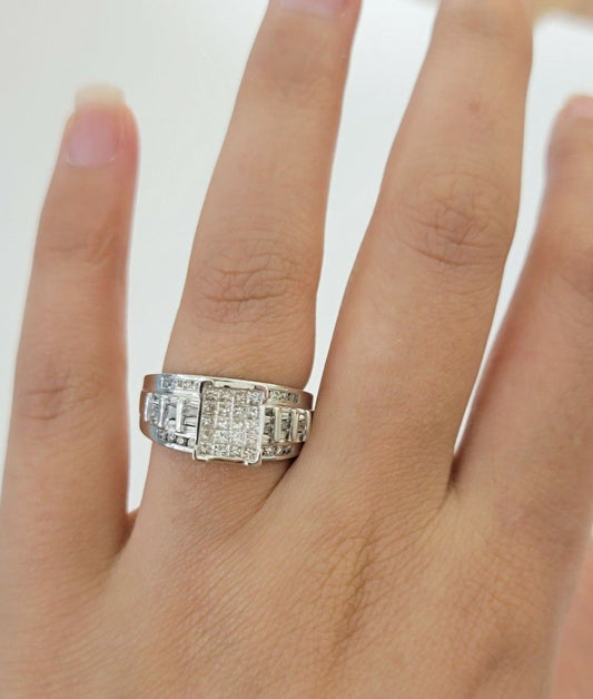 14k white Gold Natural Diamond Ladies Ring 1CT Diamond Real Women's Ring Band - Reva Jeweler